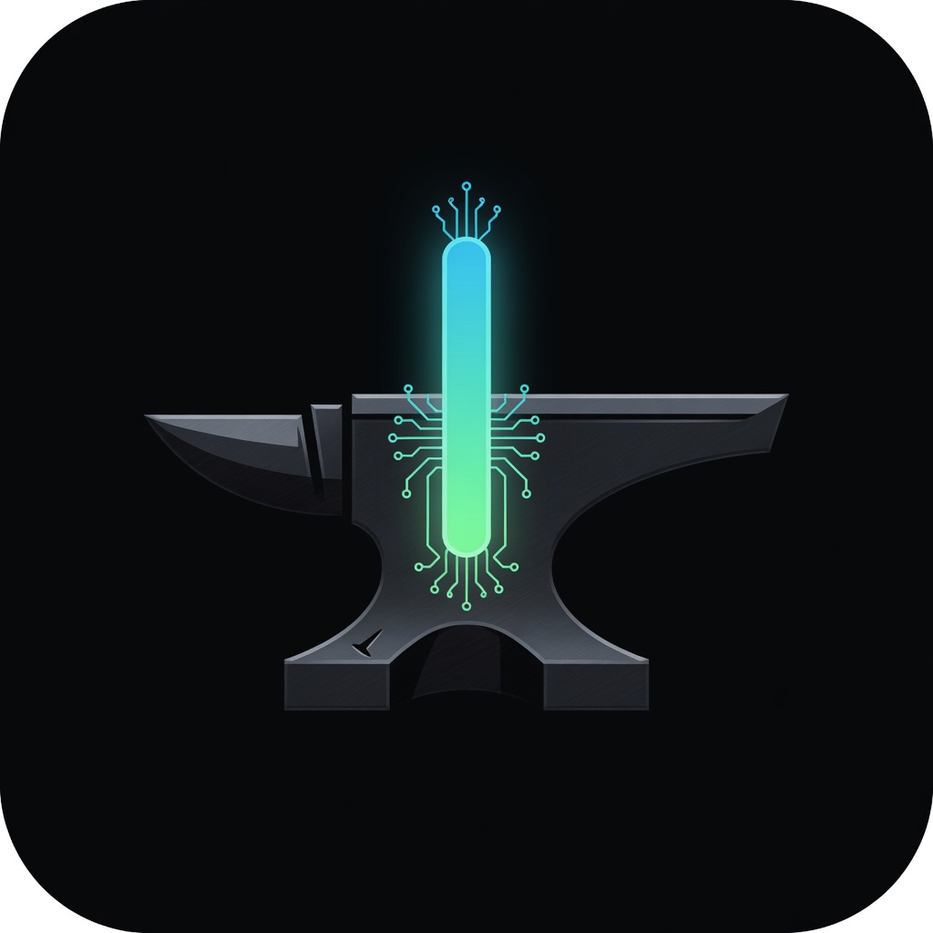 Forge emblem: an anvil with a neon forge beam